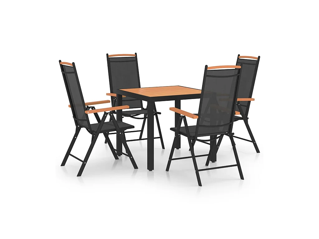 Ensemble de salle à manger de jardin 5 pcs Aluminium Noir 3