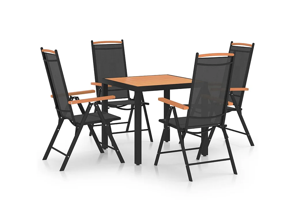 Ensemble de salle à manger de jardin 5 pcs Aluminium Noir 3