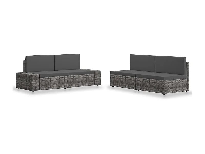 Salon de jardin 4 pcs Résine tressée Gris 2