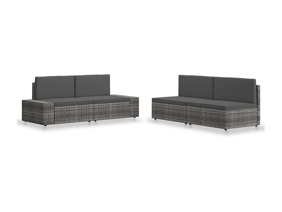 Salon de jardin 4 pcs Résine tressée Gris 2