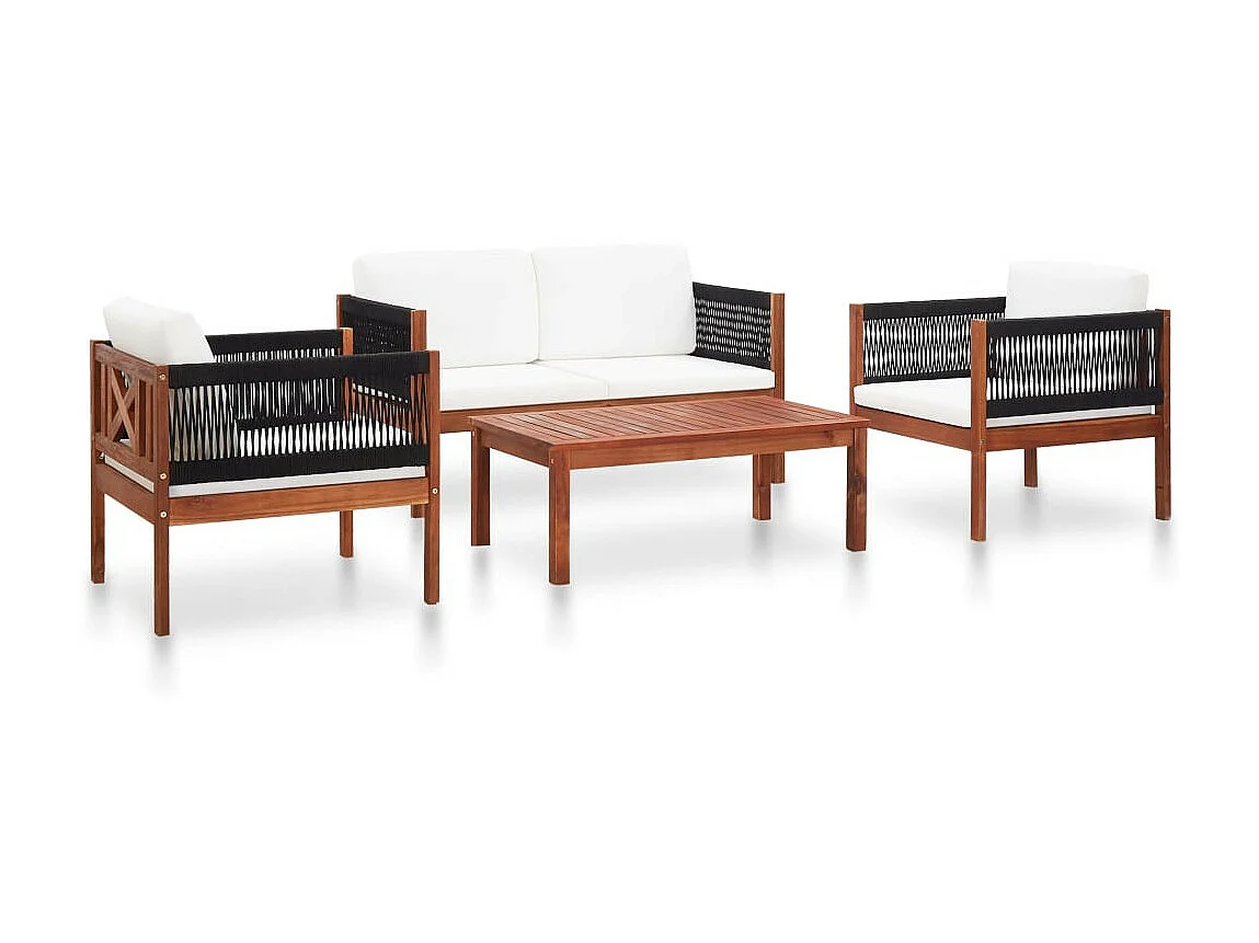 Salon de jardin 4 pcs Bois d'acacia solide 2