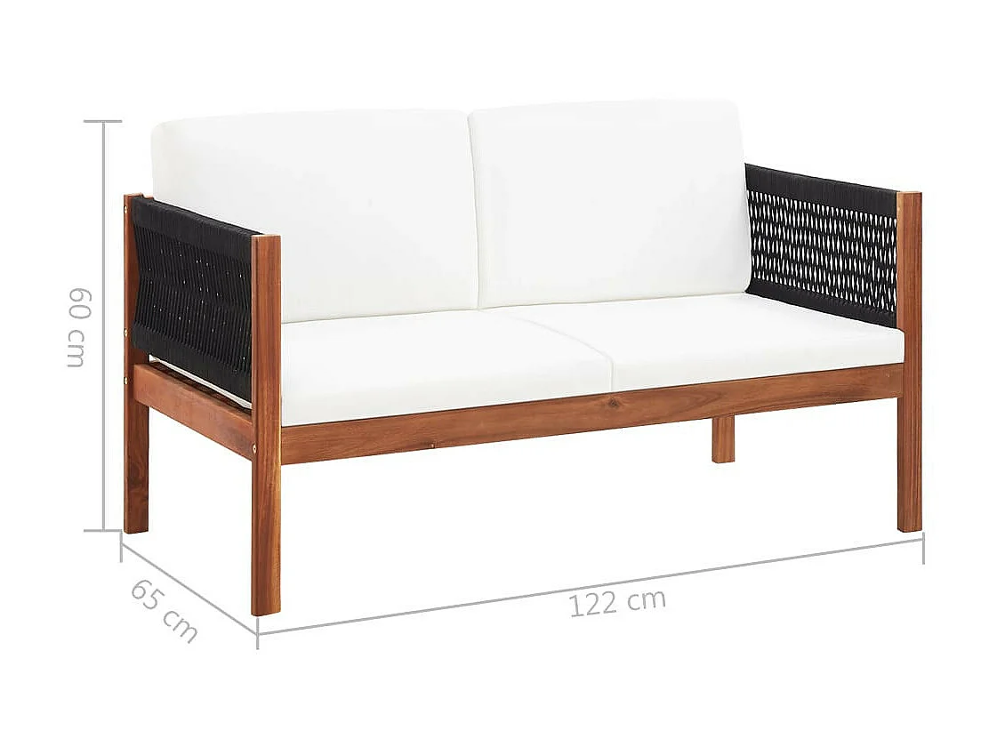 Salon de jardin 4 pcs Bois d'acacia solide 2