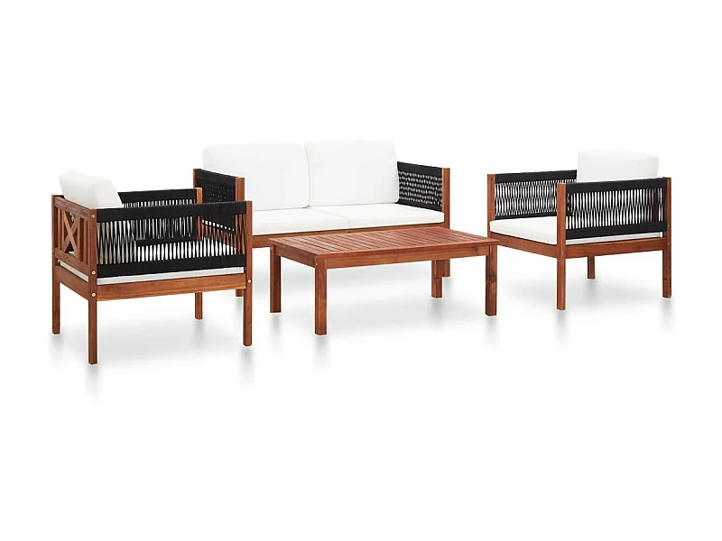 Salon de jardin 4 pcs Bois d'acacia solide 2