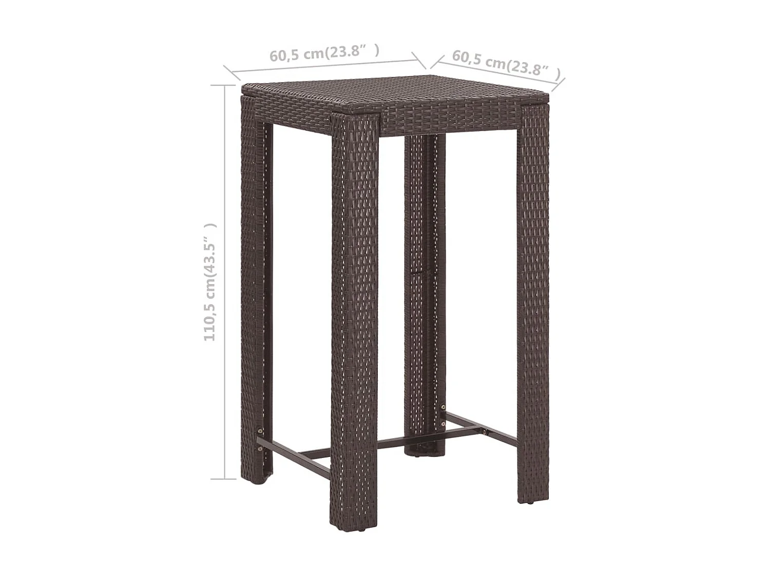 Meubles de bar de jardin 3pcs et coussins Résine tressée Marron