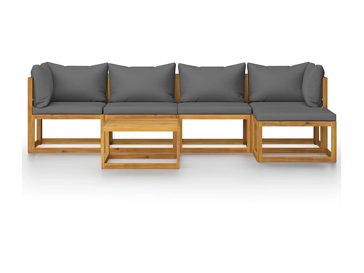 Salon de jardin 7 pcs avec coussin Bois d'acacia solide