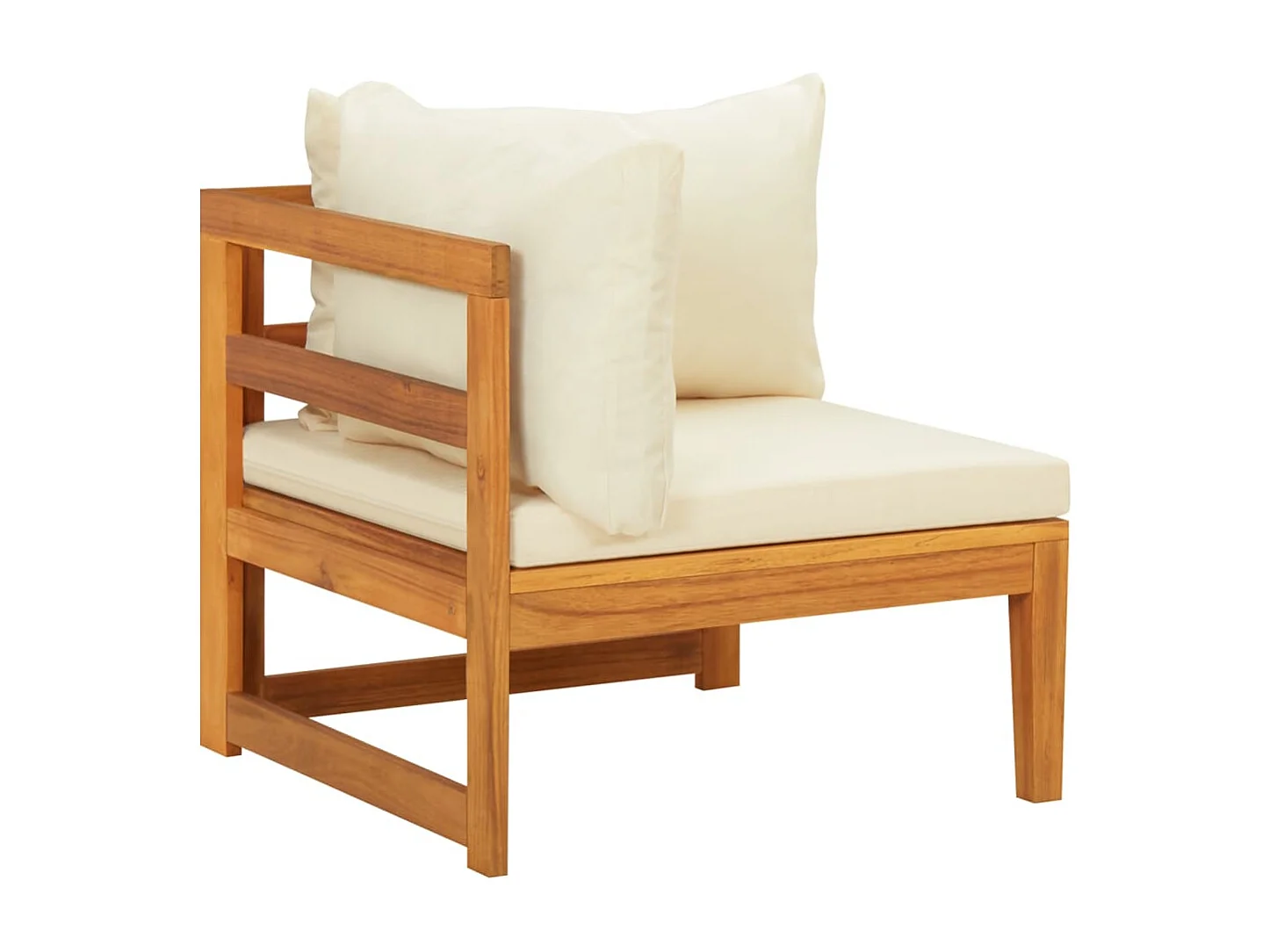 Salon de jardin 3 pcs avec coussins blanc crème Bois d'acacia 2