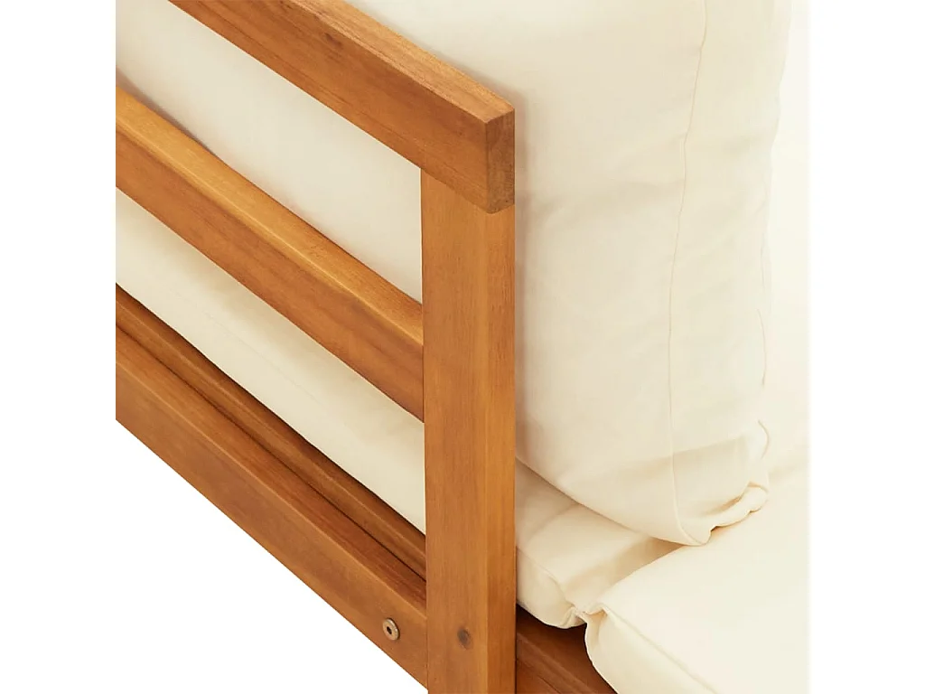 Salon de jardin 3 pcs avec coussins blanc crème Bois d'acacia 2