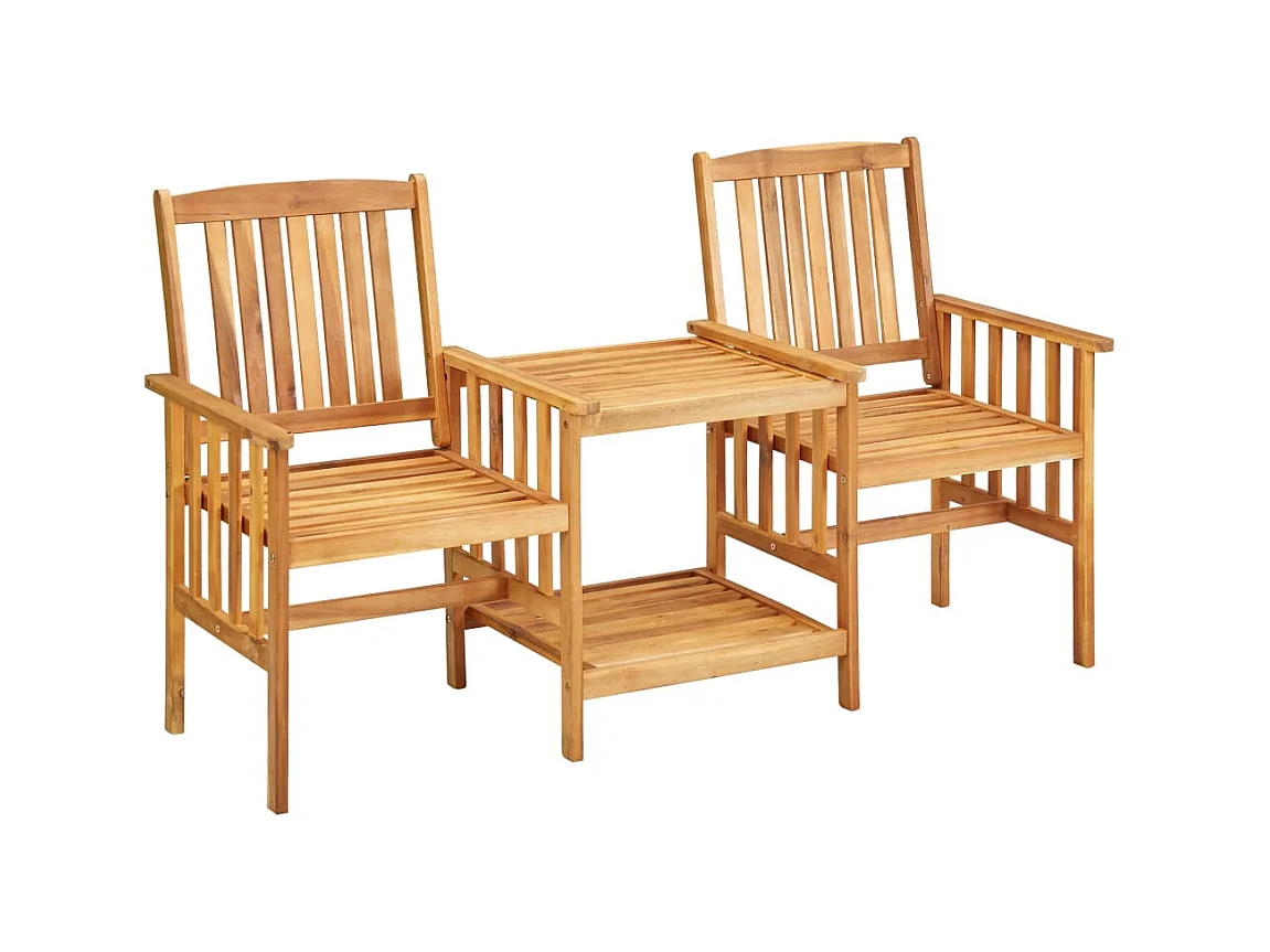 Chaises de jardin avec table à thé 159x61x92 Bois d'acacia 2