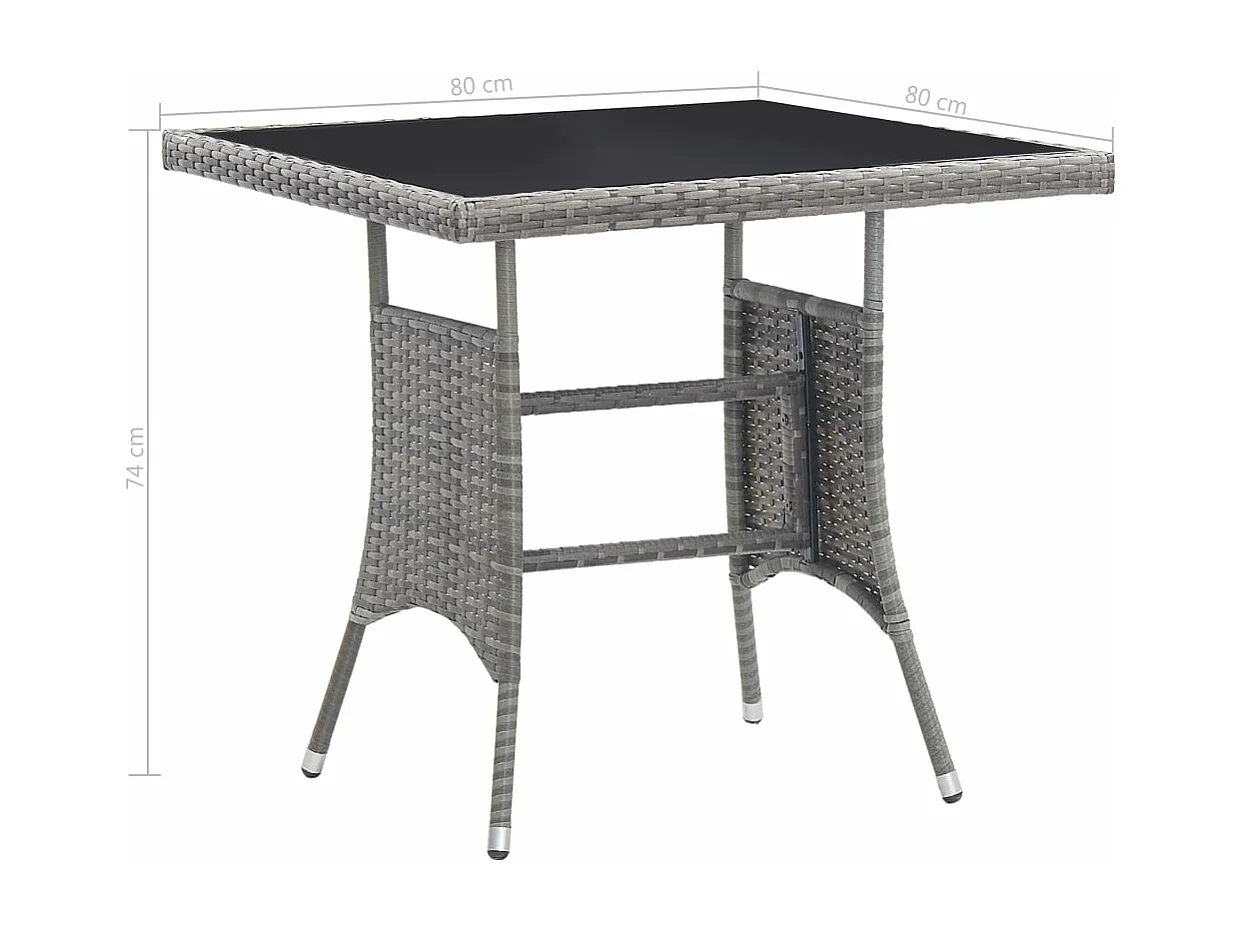 Jeu à dîner de jardin 3 pcs Résine tressée Anthracite et gris
