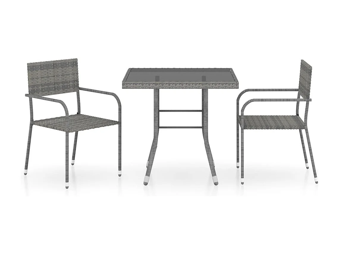 Jeu à dîner de jardin 3 pcs Résine tressée Anthracite et gris