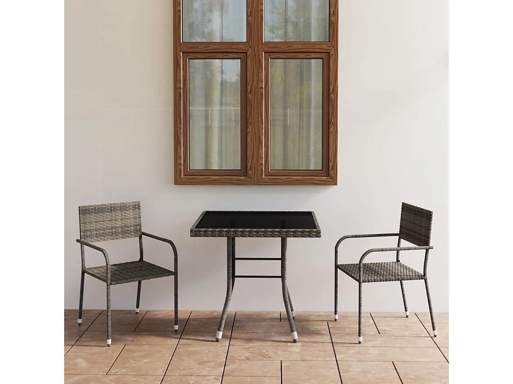 Jeu à dîner de jardin 3 pcs Résine tressée Anthracite et gris