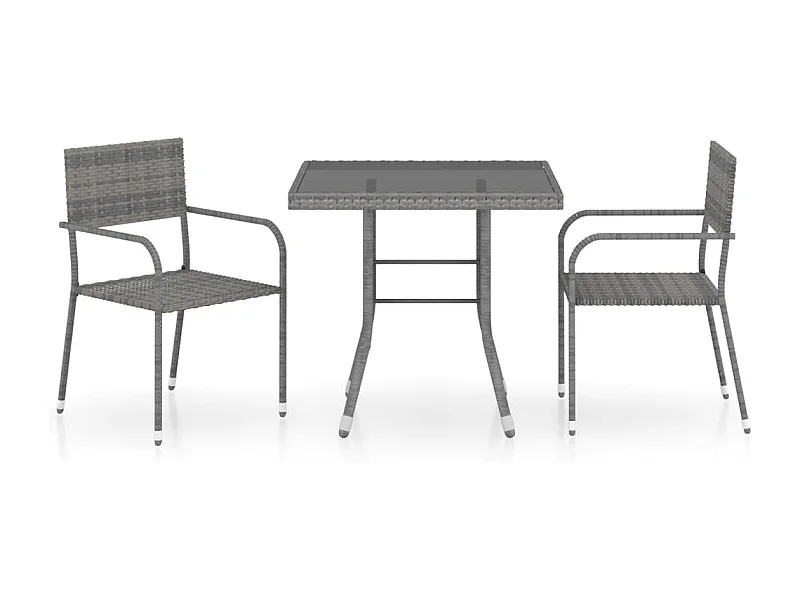 Jeu à dîner de jardin 3 pcs Résine tressée Anthracite et gris