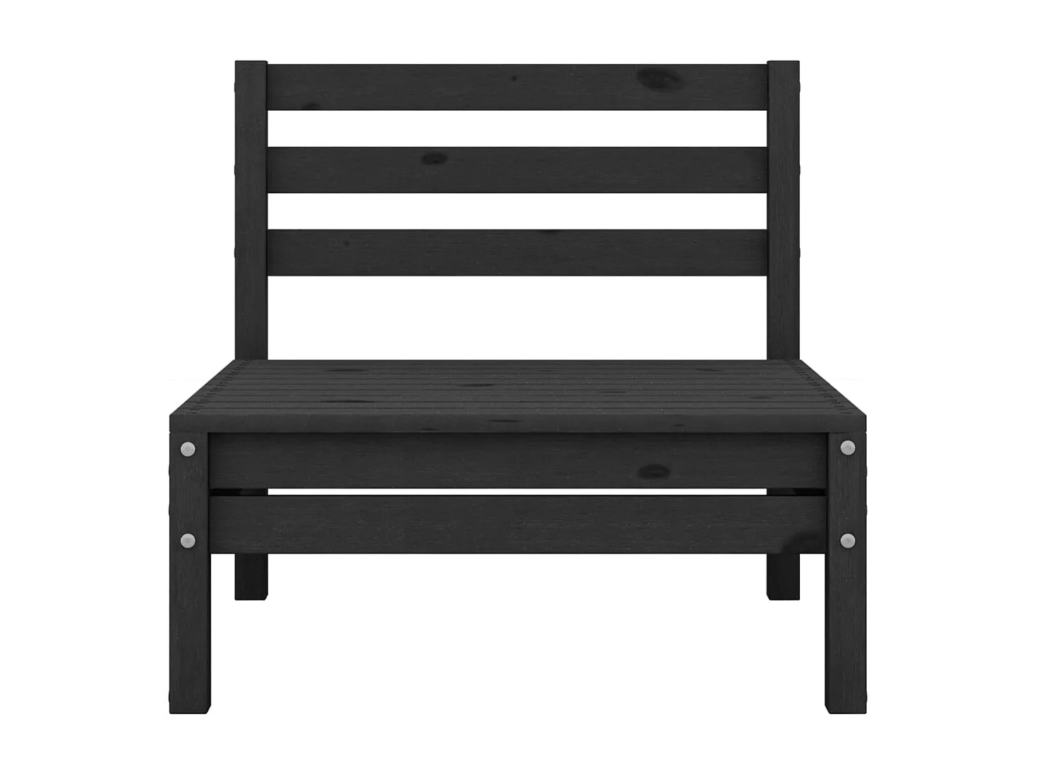 Canapés centraux de jardin 4 pcs Noir Bois de pin massif