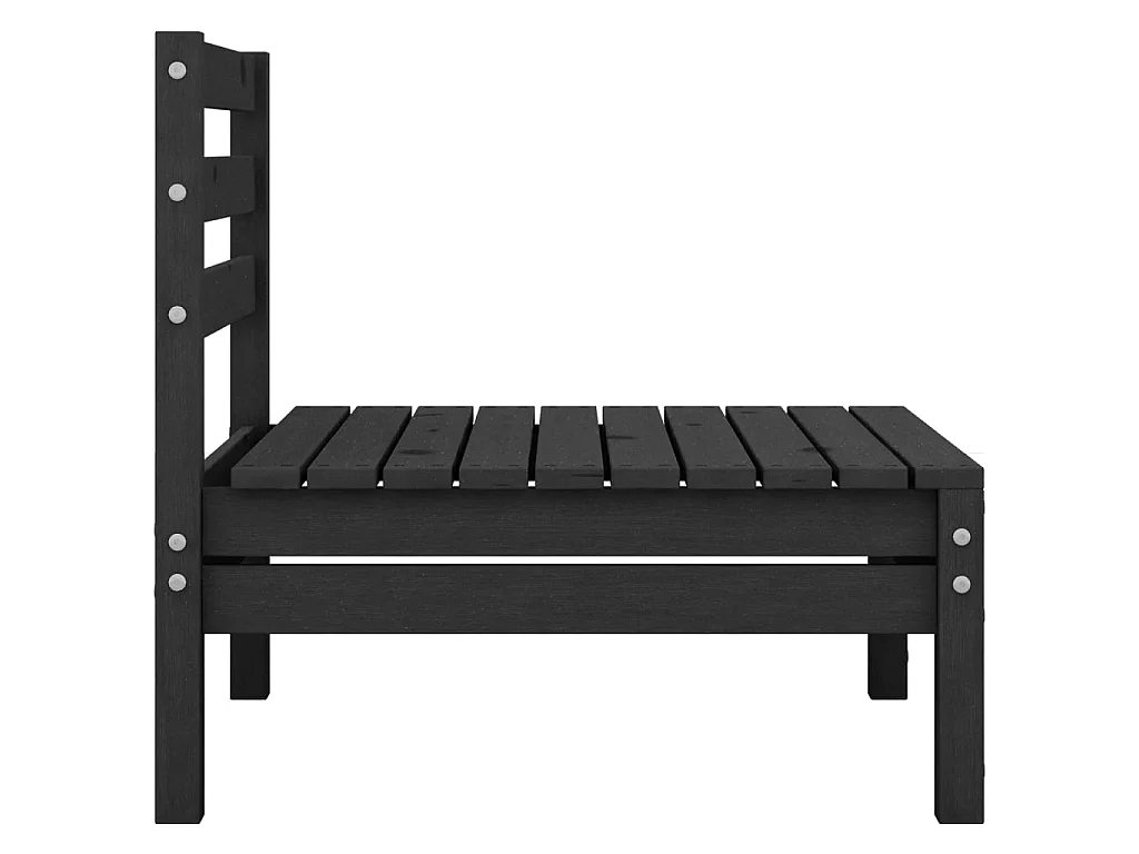 Canapés centraux de jardin 4 pcs Noir Bois de pin massif