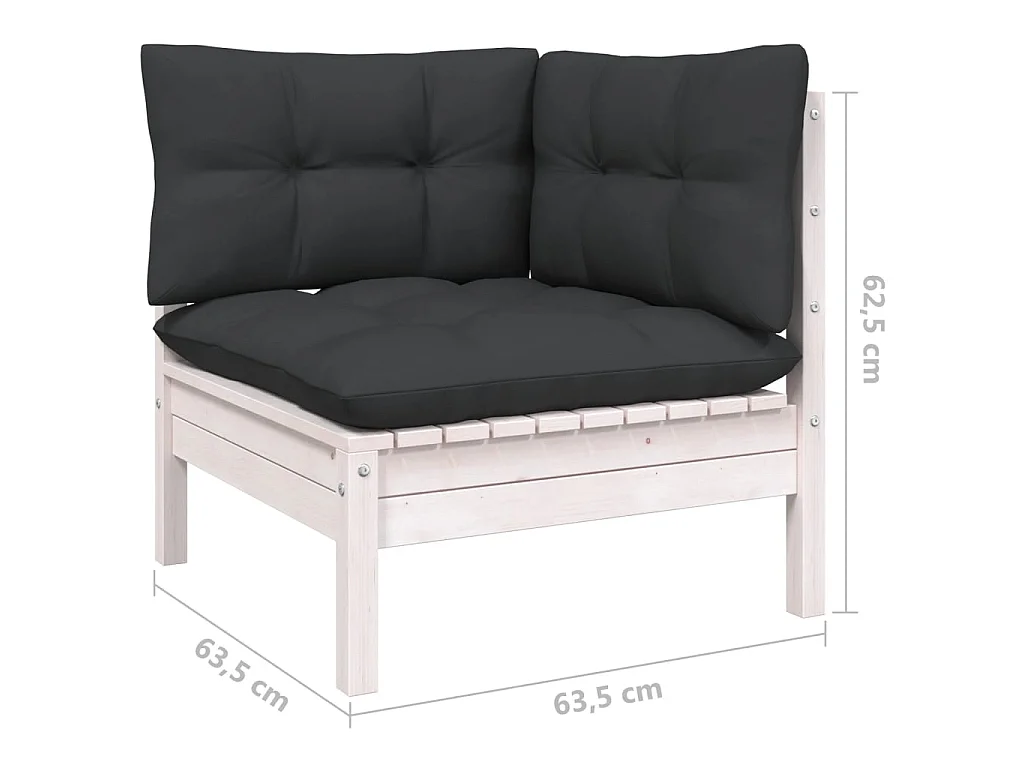 Salon de jardin 7 pcs avec coussins anthracite Bois de pin 2