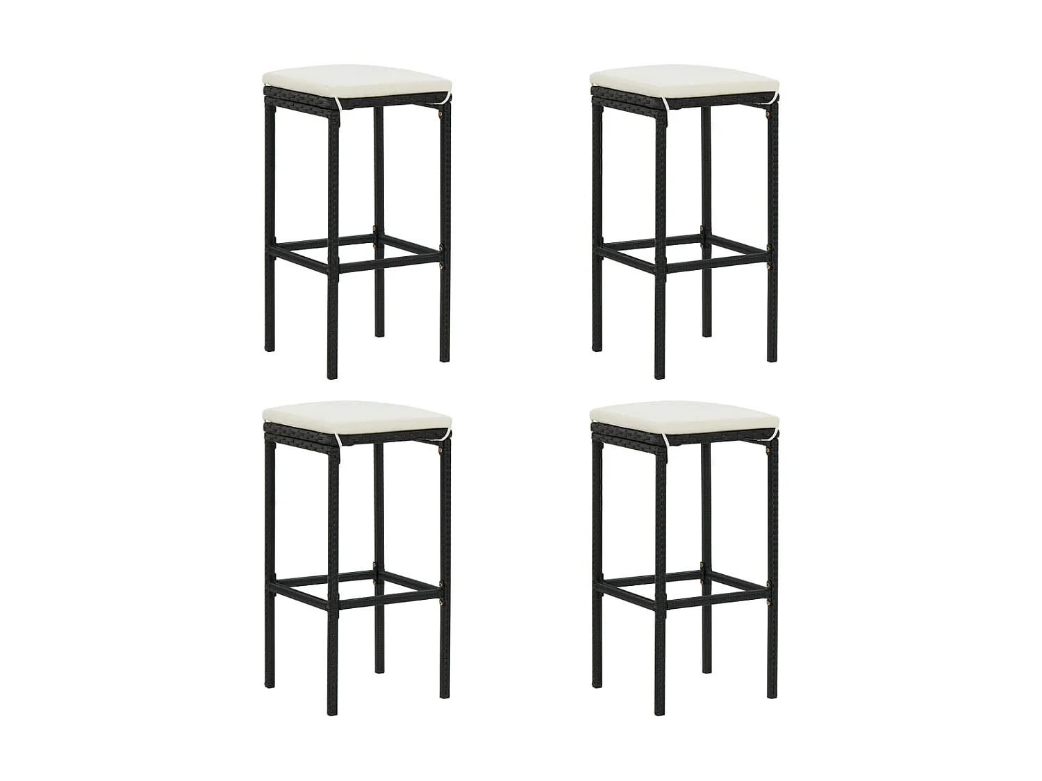 Ensemble de bar de jardin 5 pcs et coussins Résine tressée Noir 5