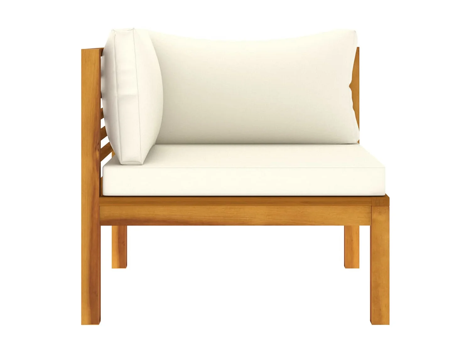 Salon de jardin 6 pcs avec coussin crème Bois d'acacia solide 5