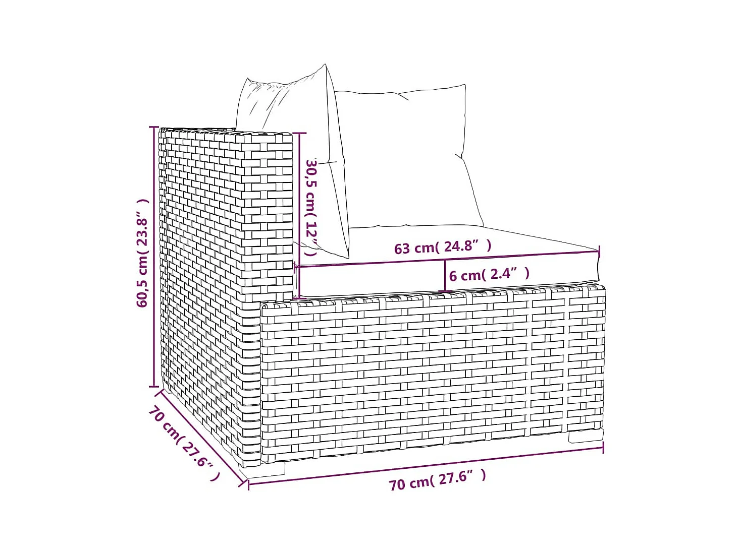 Salon de jardin 5 pcs avec coussins Résine tressée Marron 21