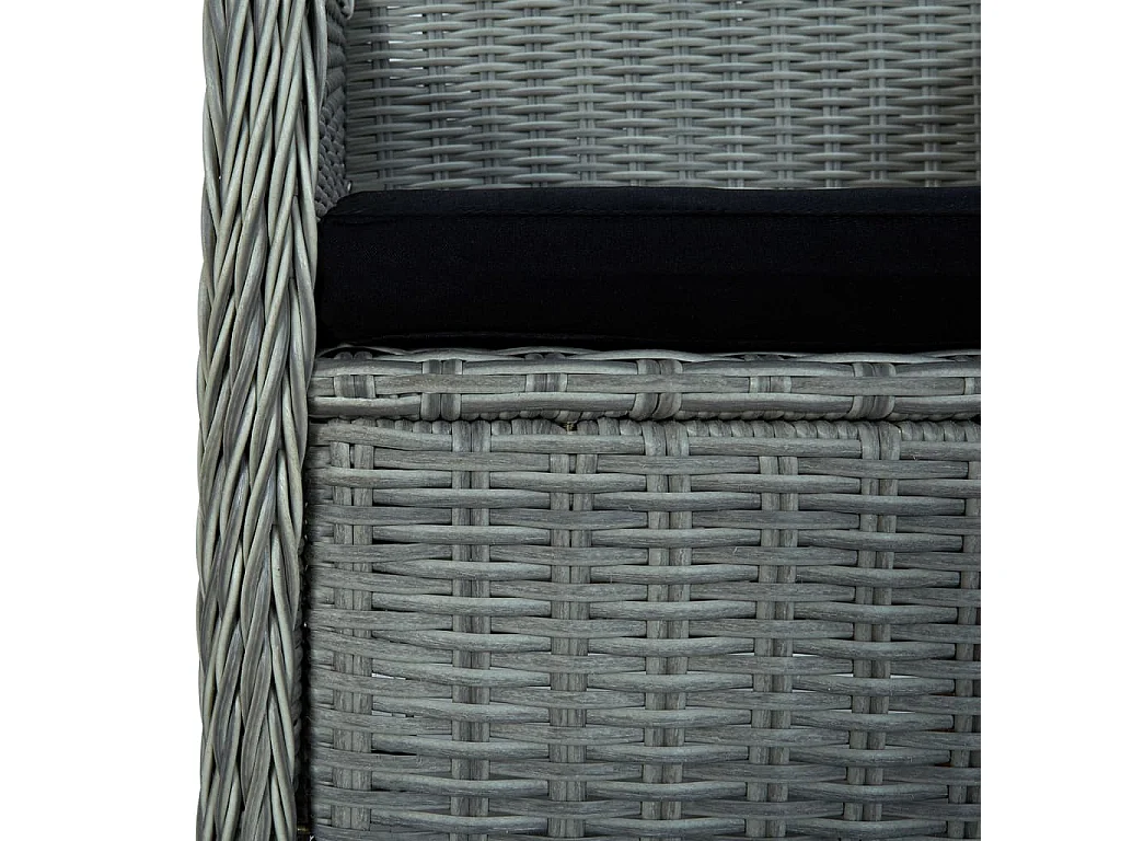 Mobilier à dîner 9 pcs avec coussins Résine tressée Gris clair 10