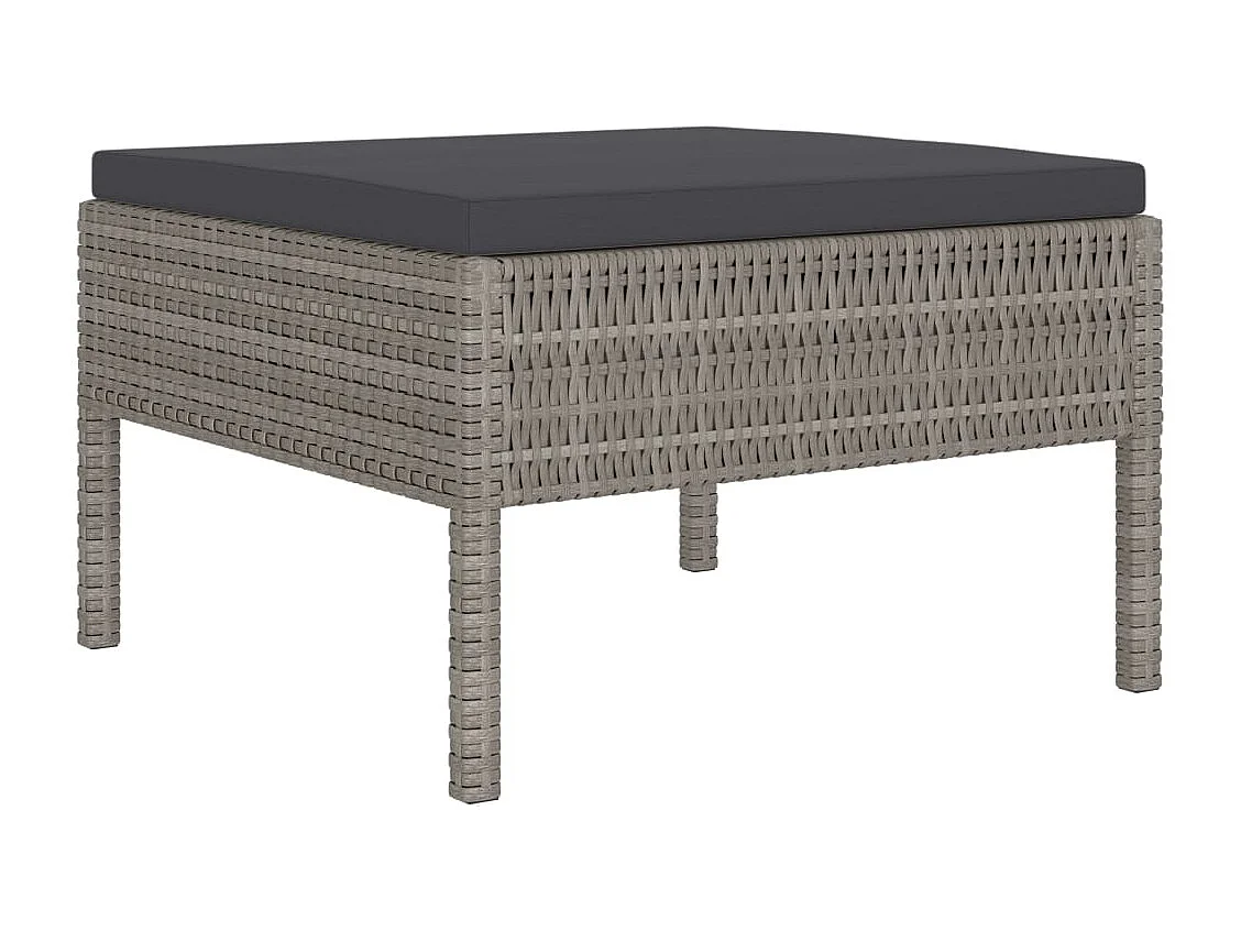 Salon de jardin 4 pcs avec coussins Résine tressée Gris 15