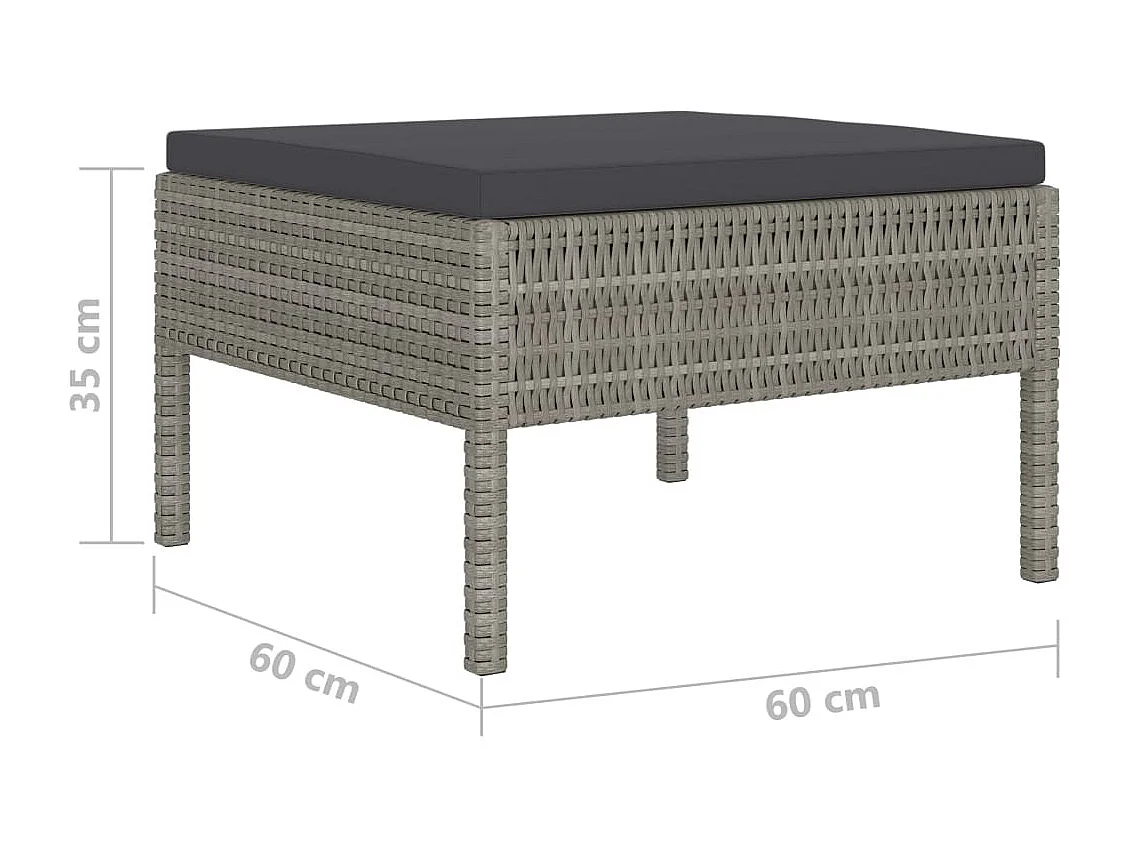 Salon de jardin 4 pcs avec coussins Résine tressée Gris 15