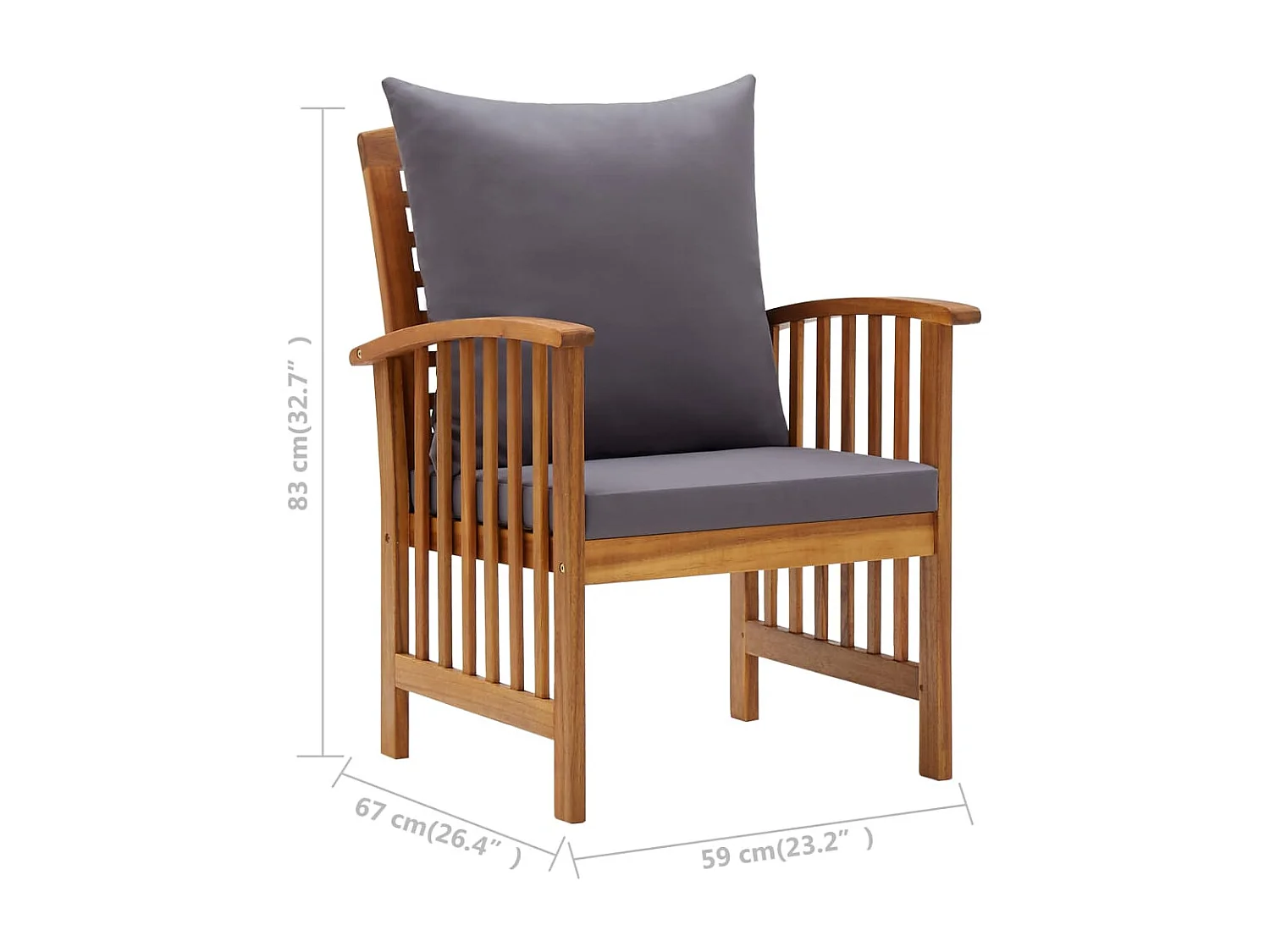 Salon de jardin 5 pcs avec coussins Bois d'acacia solide 11