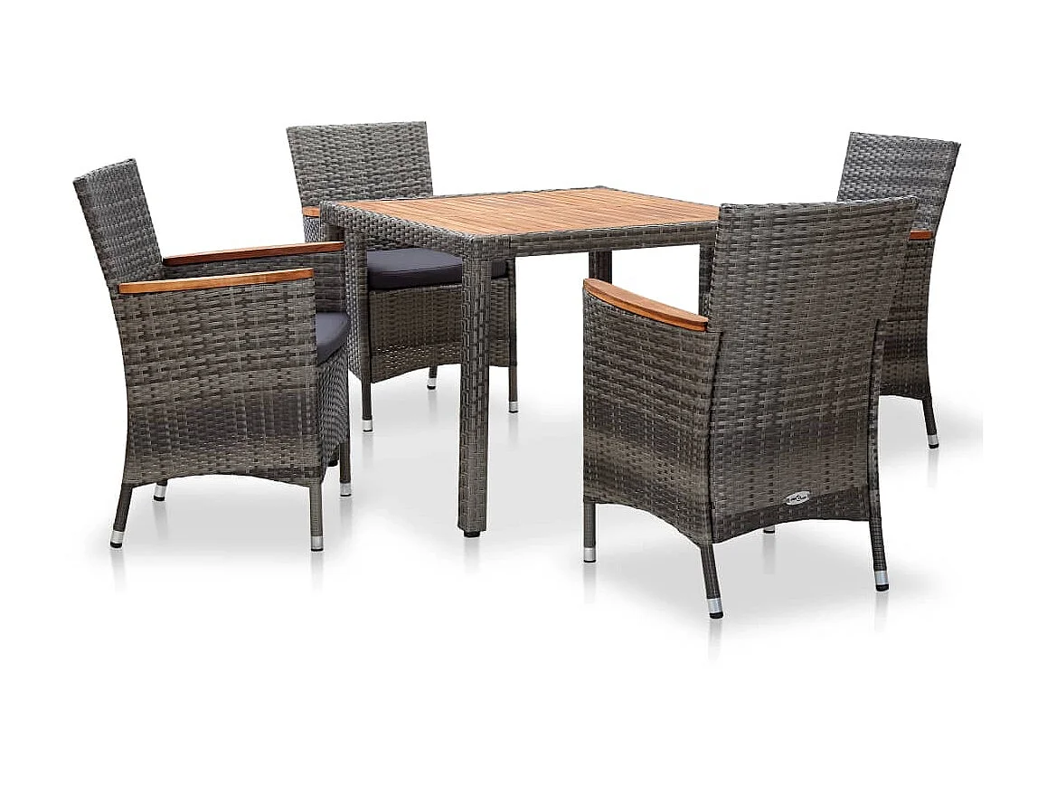 Salon de jardin 5 pcs avec coussins Résine tressée Gris 29