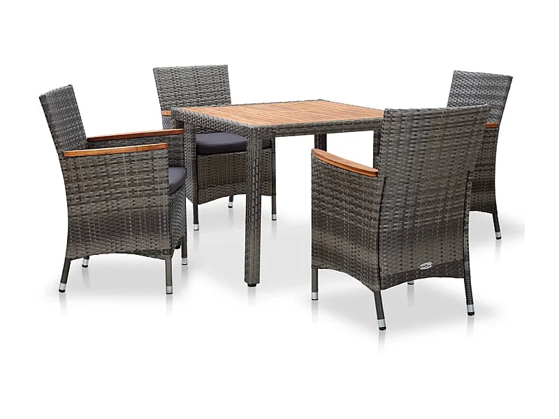 Salon de jardin 5 pcs avec coussins Résine tressée Gris 29