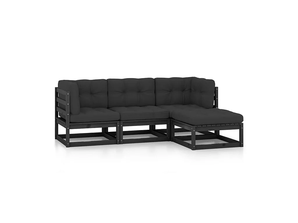 Salon de jardin 4 pcs avec coussins Bois de pin massif 36