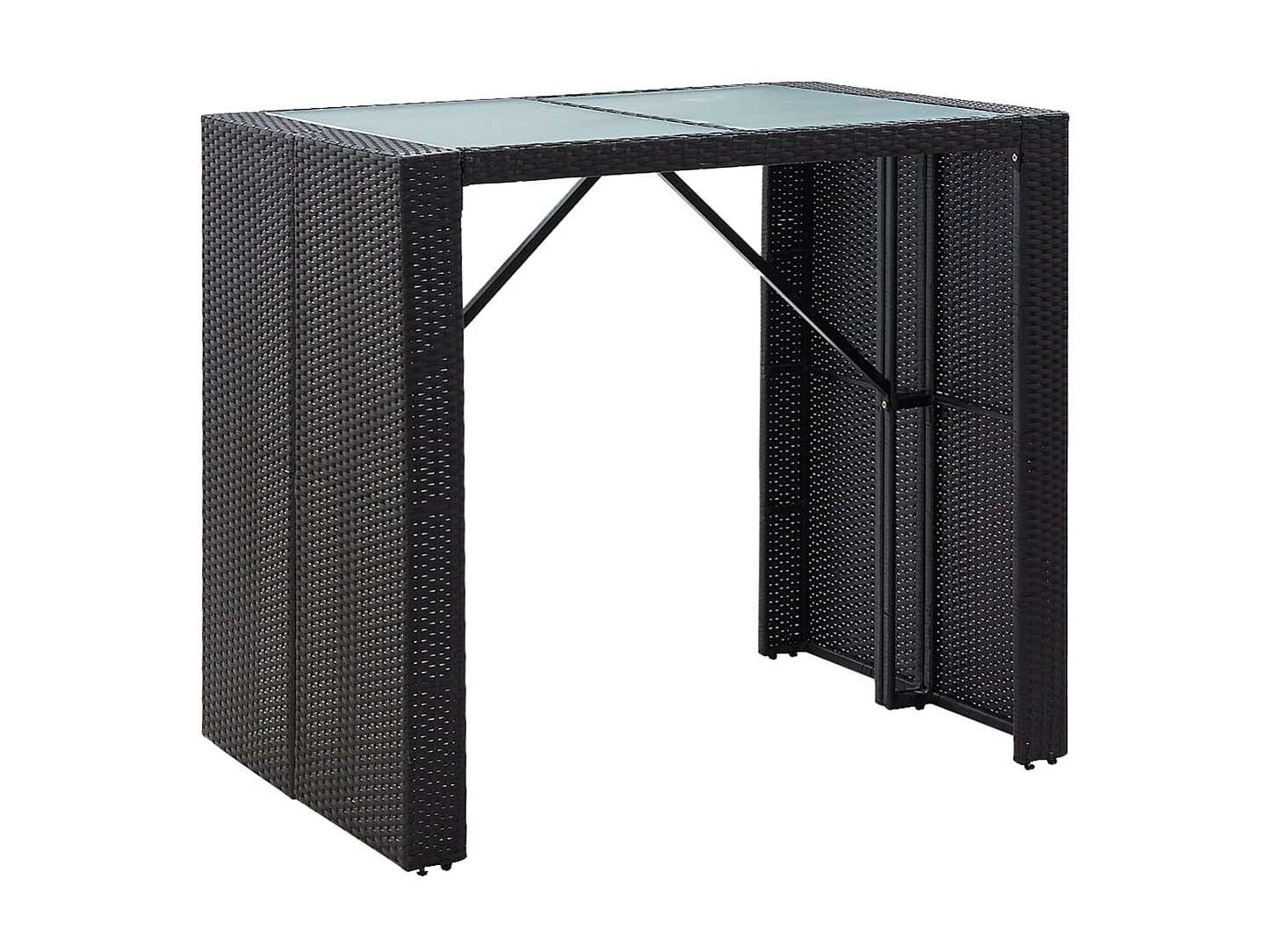 Mobilier de bar d'extérieur 5 pcs Résine tressée et verre Noir