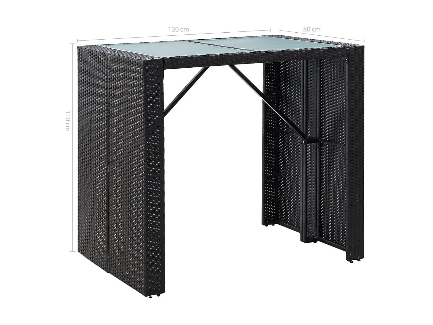 Mobilier de bar d'extérieur 5 pcs Résine tressée et verre Noir