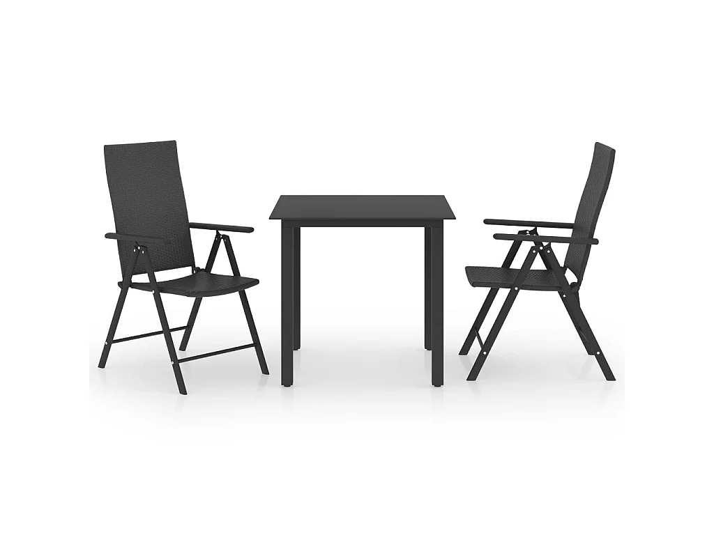 Ensemble de salle à manger de jardin 3 pcs Noir 29