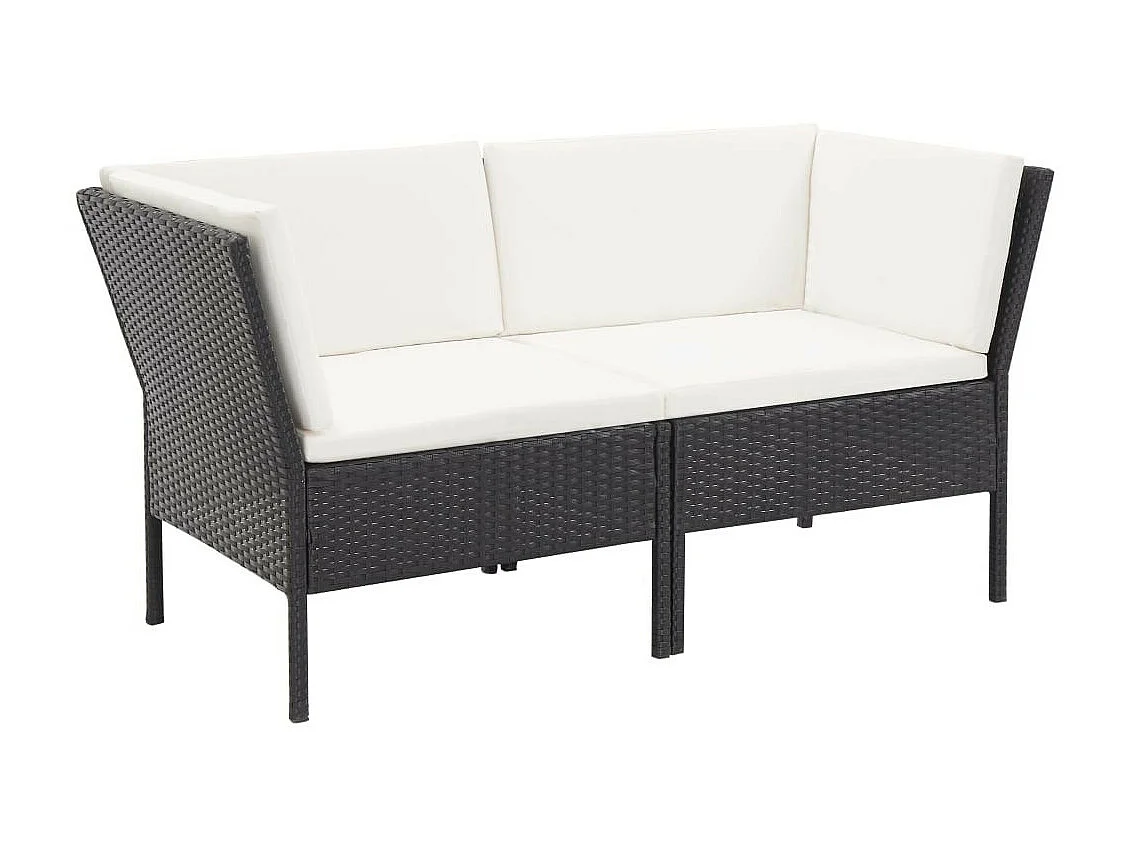 Salon de jardin 6 pcs avec coussins Résine tressée Noir 32