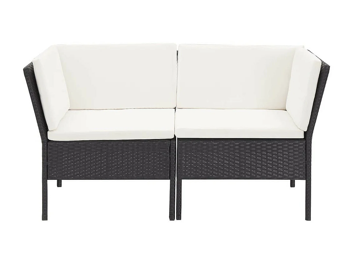 Salon de jardin 6 pcs avec coussins Résine tressée Noir 32