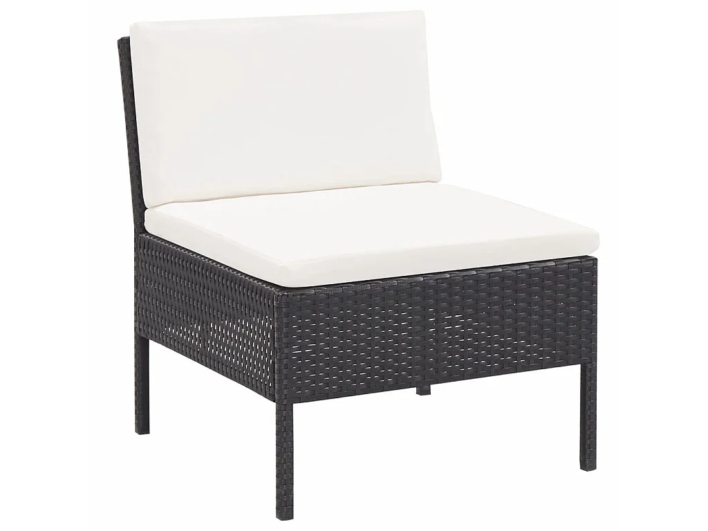 Salon de jardin 6 pcs avec coussins Résine tressée Noir 32