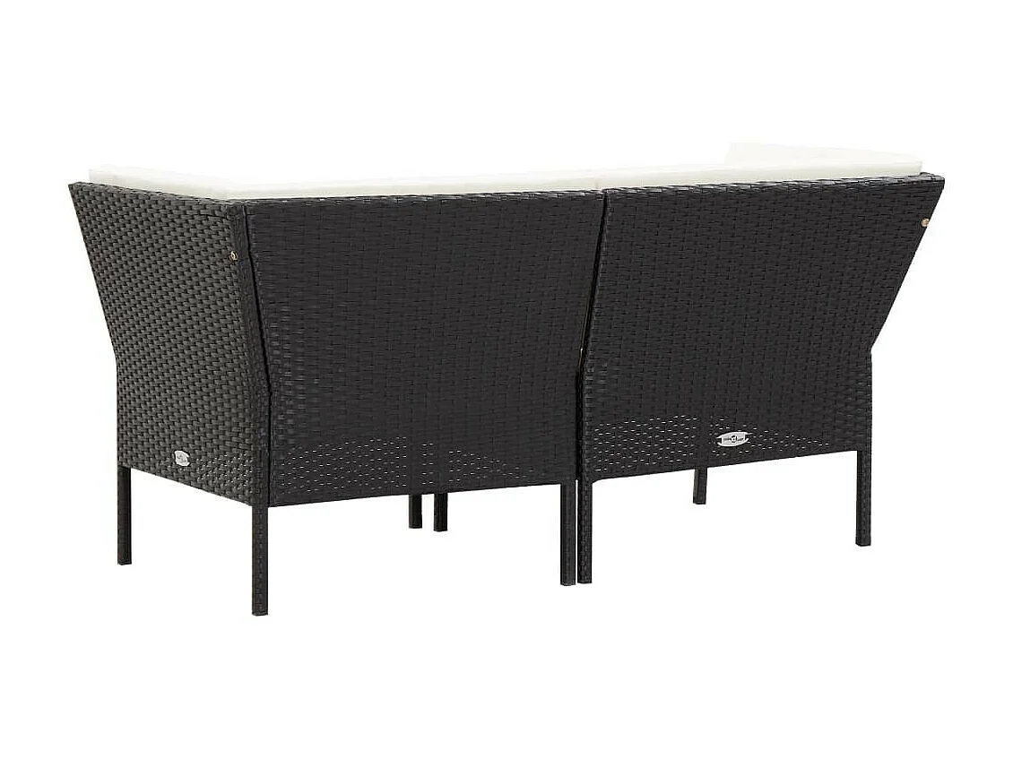 Salon de jardin 6 pcs avec coussins Résine tressée Noir 32