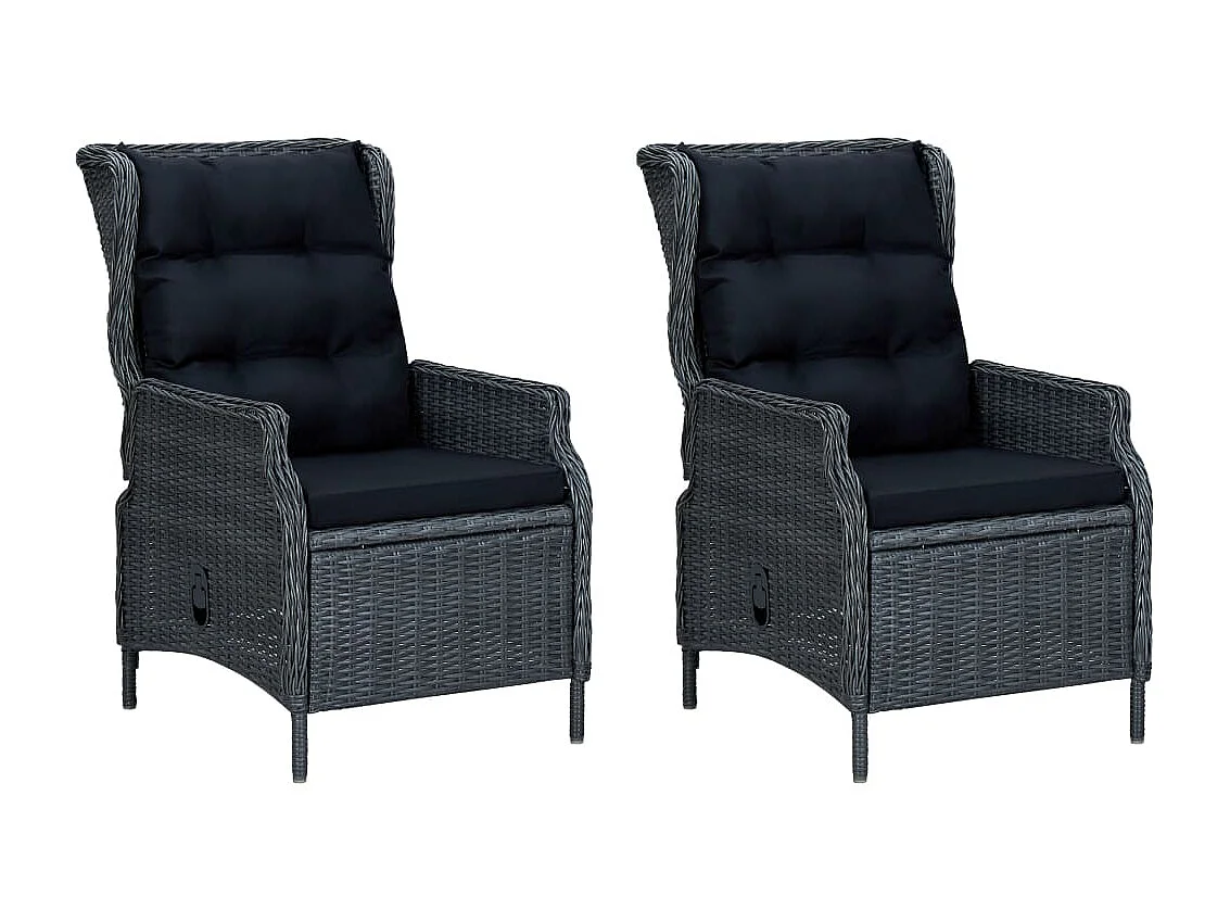 Salon de jardin 3 pcs avec coussins Résine tressée Gris foncé 2
