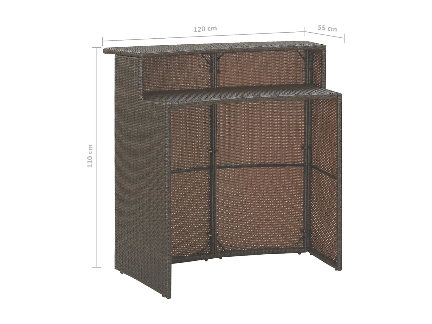 Meubles de bar de jardin 3pcs et coussins Résine tressée Marron 4