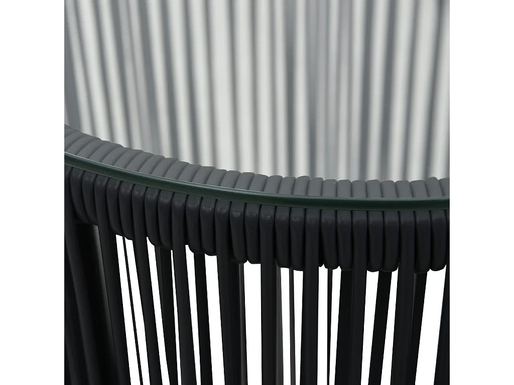 Ensemble de bistro 3 pcs avec coussins Rotin PVC Noir