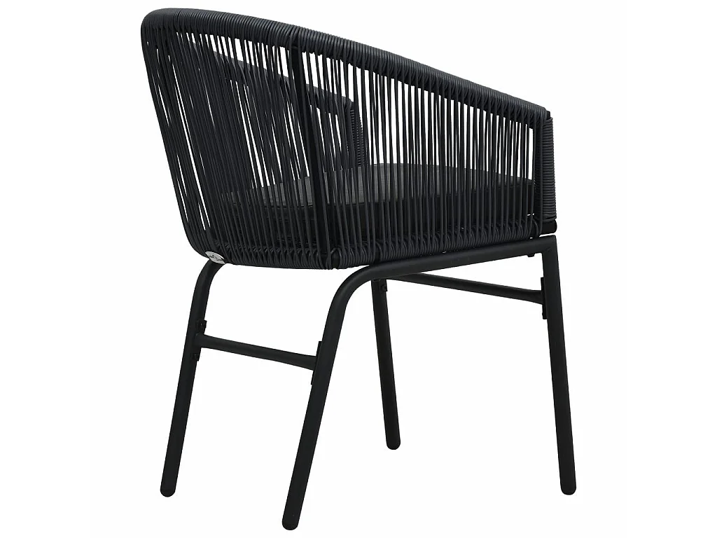 Ensemble de bistro 3 pcs avec coussins Rotin PVC Noir