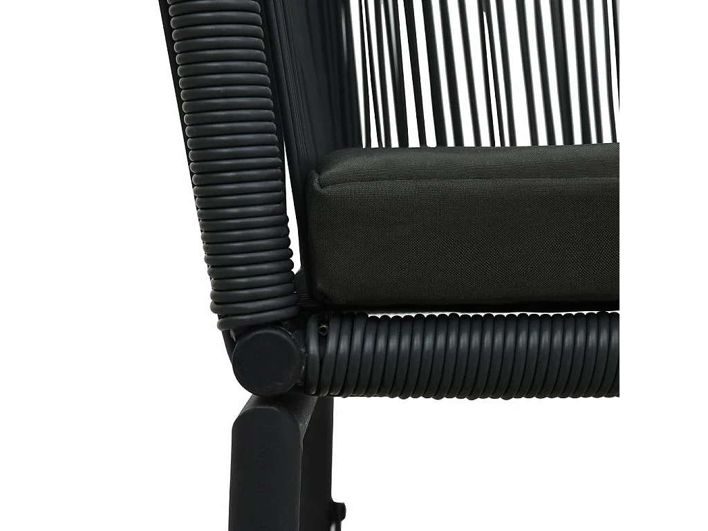 Ensemble de bistro 3 pcs avec coussins Rotin PVC Noir