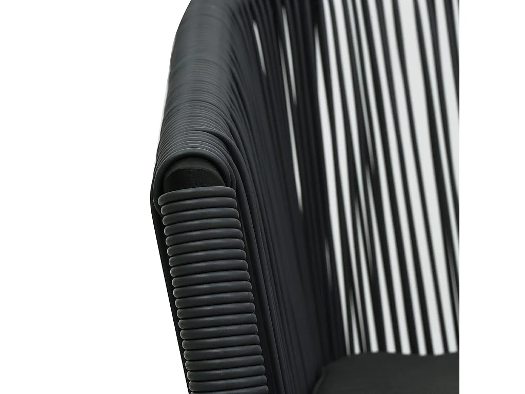 Ensemble de bistro 3 pcs avec coussins Rotin PVC Noir