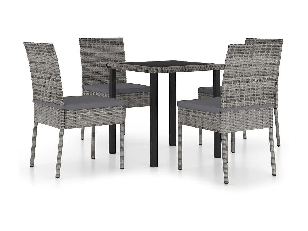 Ensemble de salle à manger de jardin 5 pcs Résine tressée Gris 2