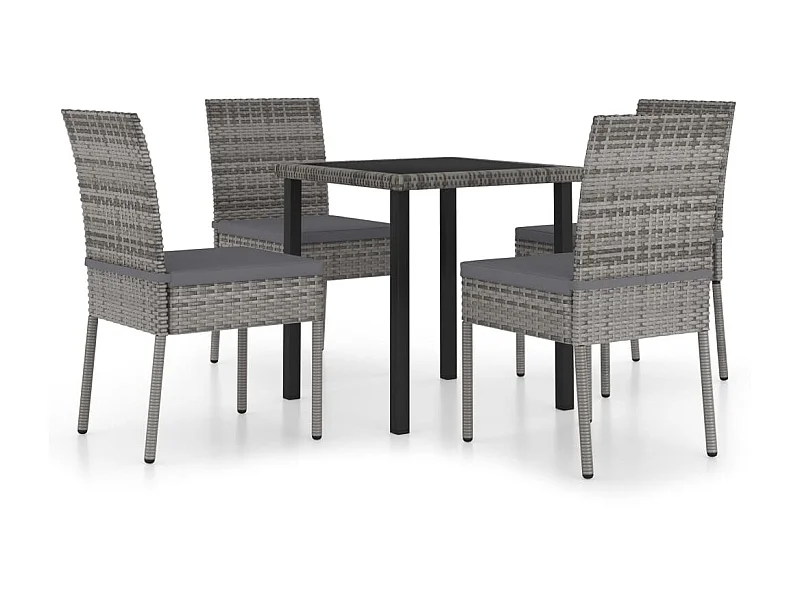 Ensemble de salle à manger de jardin 5 pcs Résine tressée Gris 2