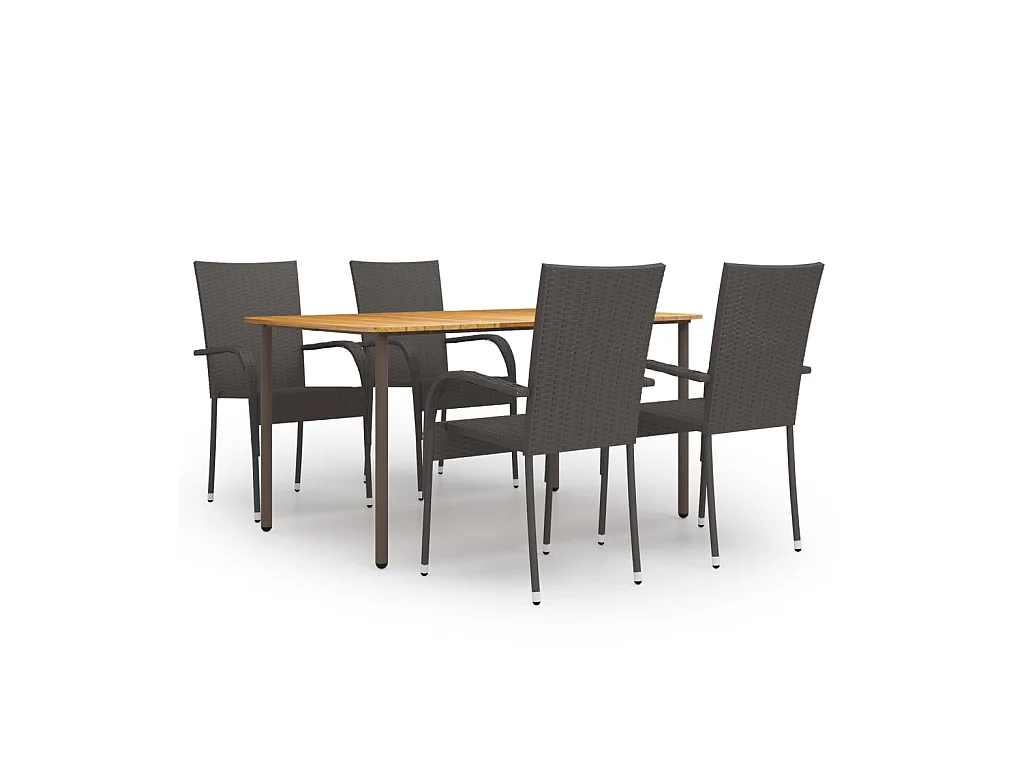 Ensemble de salle à manger de jardin 5pcs Résine tressée Marron 2