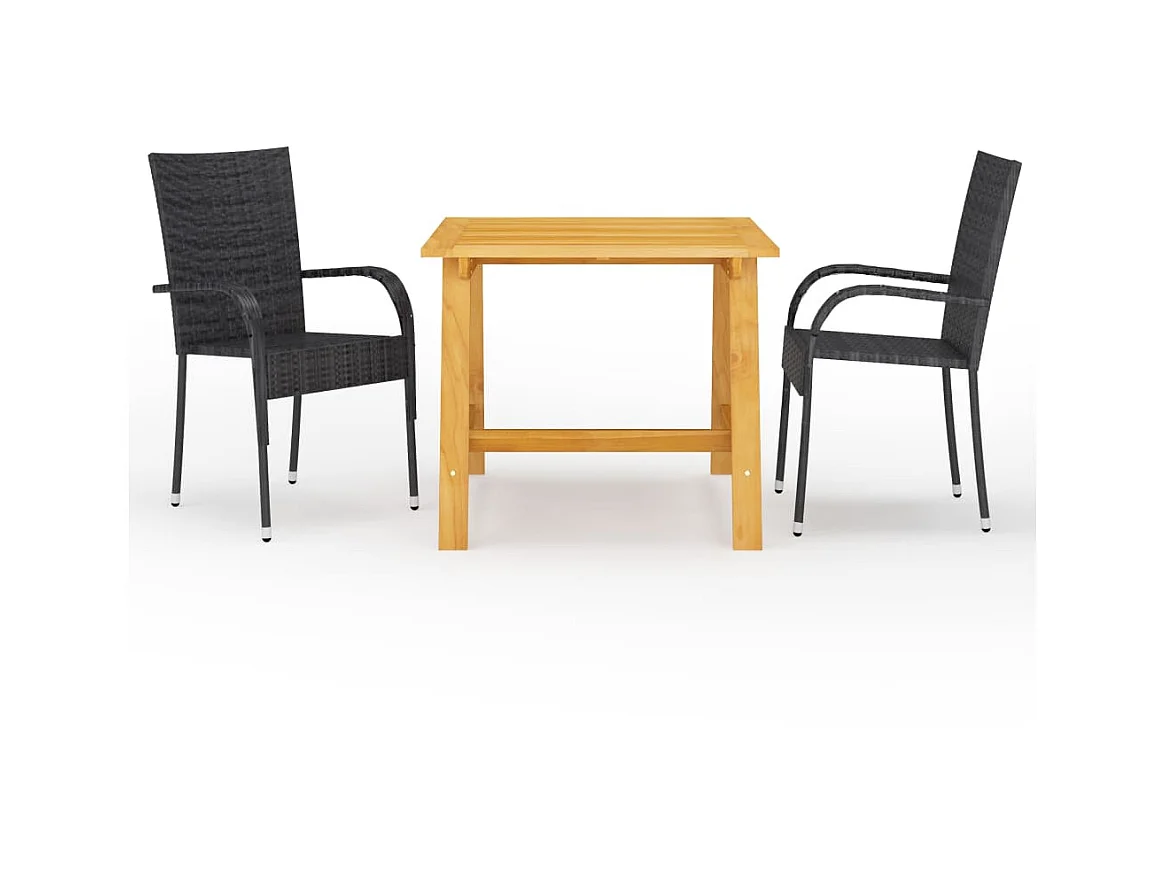 Ensemble de salle à manger de jardin 3 pcs Noir 49