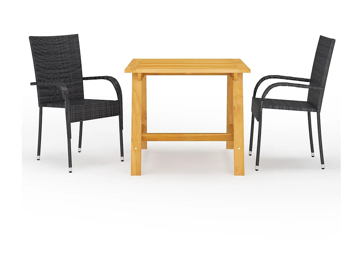 Ensemble de salle à manger de jardin 3 pcs Noir 49