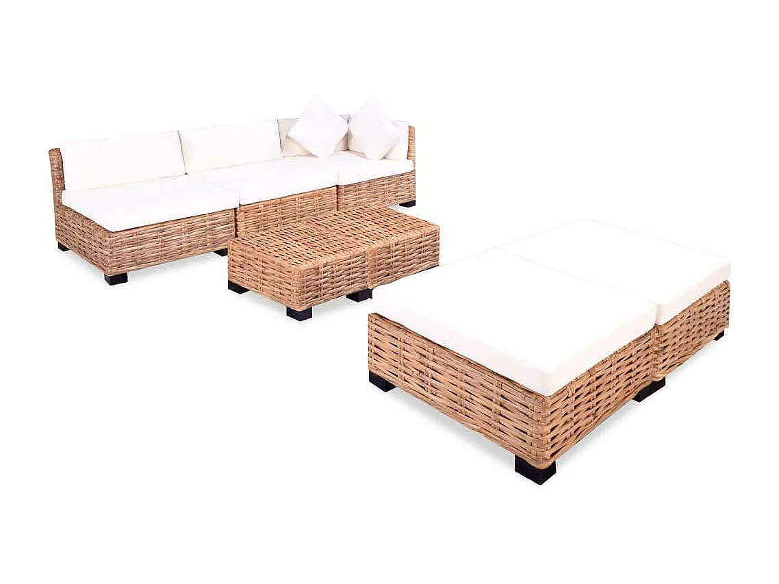 Salon de jardin 18 pieces Rotin naturel Jardila