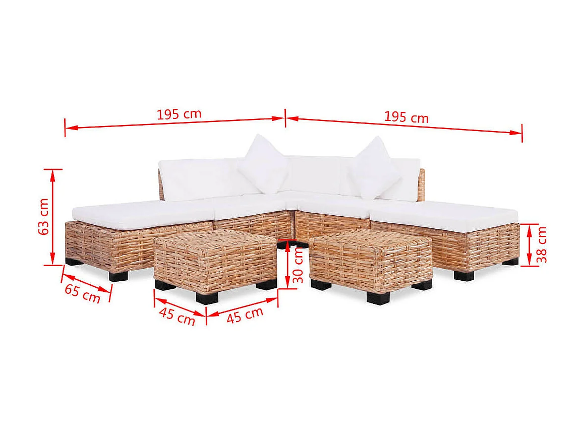 Salon de jardin 18 pieces Rotin naturel Jardila