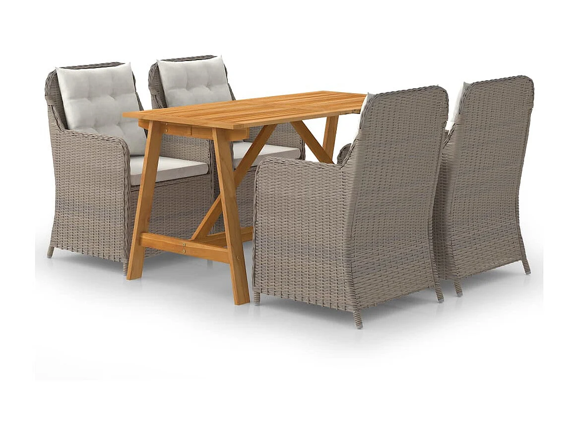 Ensemble de salle à manger de jardin 5 pcs Marron 33